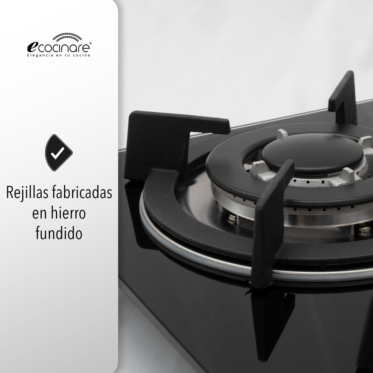 Parrilla Estufa de Gas Empotrable, 4 Quemadores - Cristal Templado