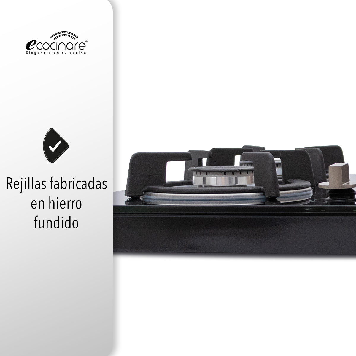 Estufa Parrilla Empotrable de 5 Quemadores de Cristal Templado ECOCINARE