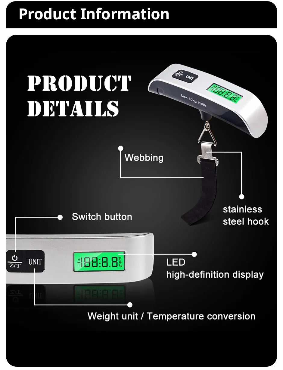 BASCULA ELECTRICA PORTATIL PARA EQUIPAJE